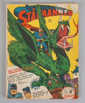 SERIETIDNINGAR, 2 st, Stålmannen, nr 1 resp 2, 1949.