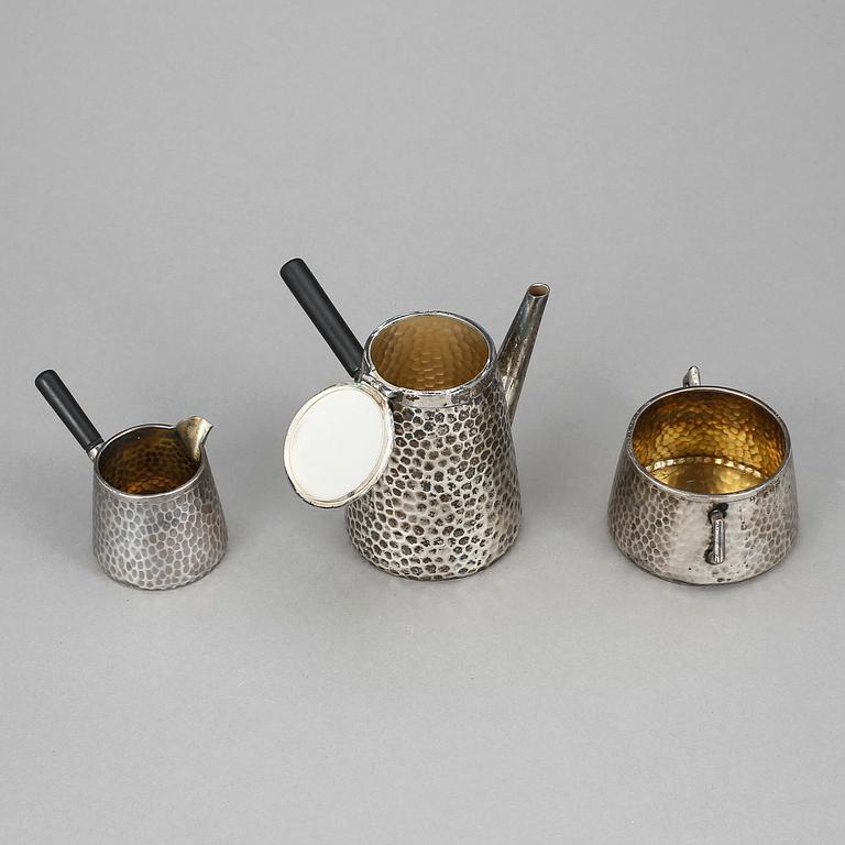 KAFFESERVIS, 3 delar, silver, Köpenhamn 1896-97. Tot ca 280gram.