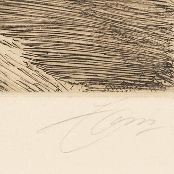 Anders Zorn, etsning, 1917, signerad med blyerts.