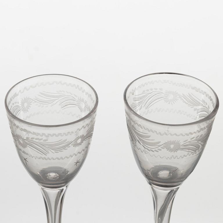 A pair of engraves Swedish glasses, circa 1800.