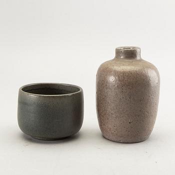 Åke Holm, a stonewear vase and a bowl, Höganäs.