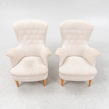 A pair of Carl Malmsten  "Gamla stan",armchairs.