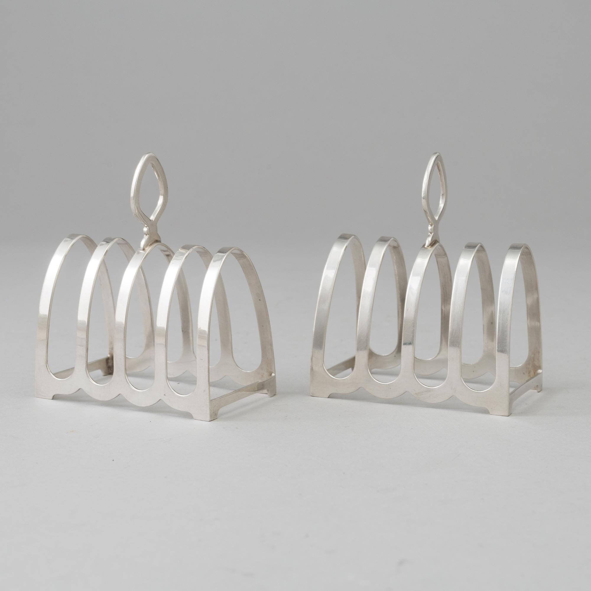 a pair of silver toastracks by William Suckling, Birmingham 1956.