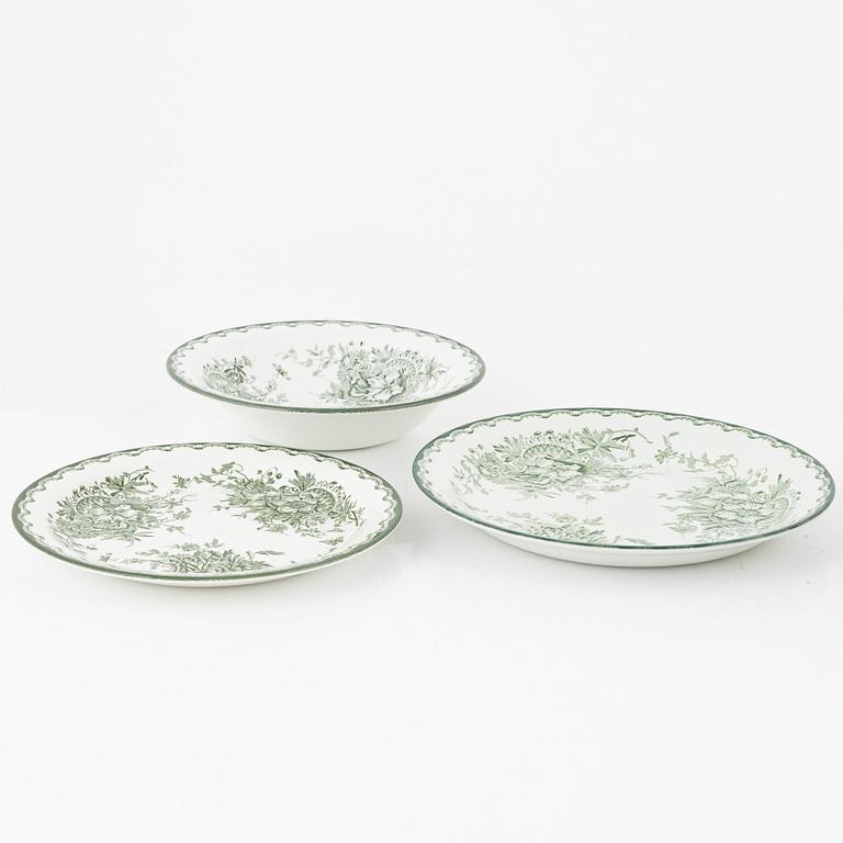 Matservis, 88 delar, flintgods, "Grön Anna", Rörstrand, varierande åldrar.