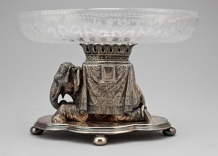 SKÅL, nysilver och glas, trol England, 1800-talets slut.