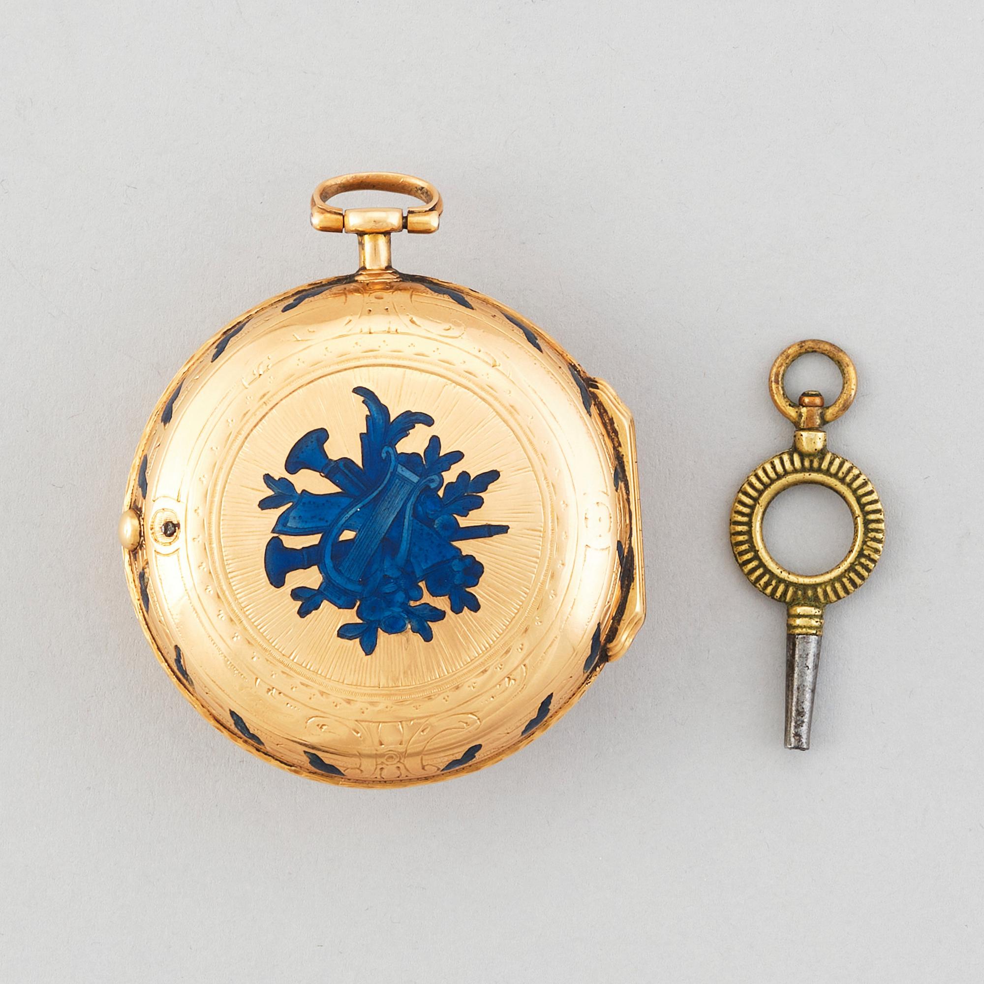 AUGUSTIN BOURDILLON (1729-1790), Stockholm 1771, gold and enamel pocket watch,