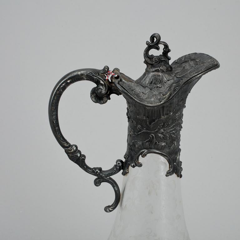 KARAFF, glas och nysilver, 1800-talets slut.