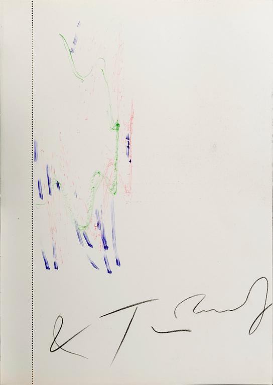 JEAN TINGUELY, one original drawing signed and dated no 6 1972 a tergo also included a vinyl-single record.