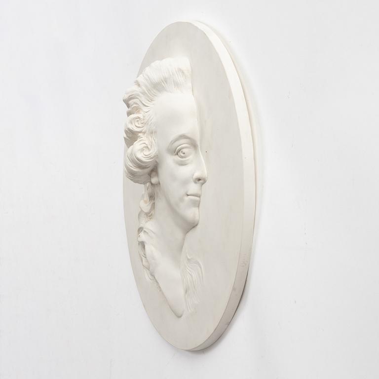 Johan Tobias Sergel, after, late 20th century, portrait medallion. "Gustaf III" (1746-1792).