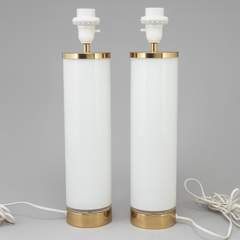A pair of glass table lights from Bergboms, 1960's/70's.