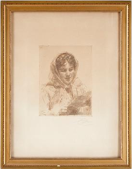 Anders Zorn · ANDERS ZORN, etsning, sign i blyerts, dat o sign i plåten 1913.
