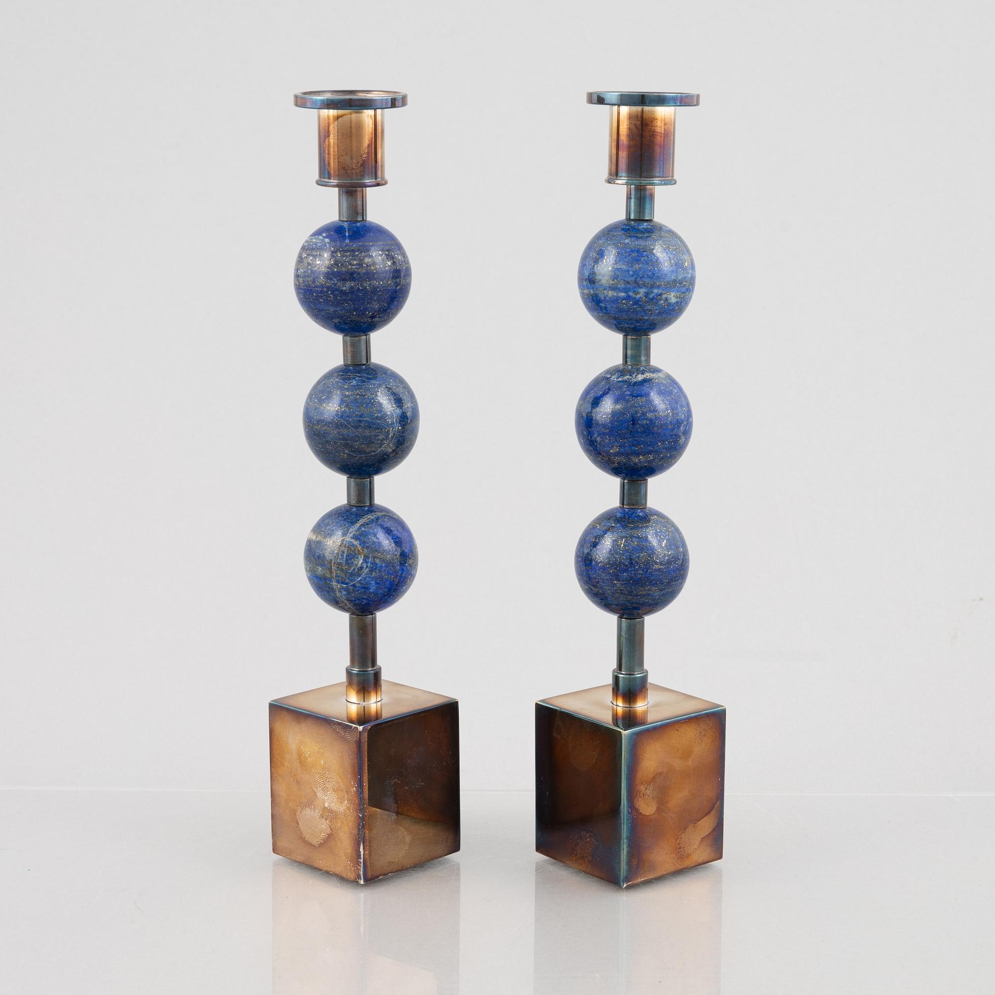 Sigurd Persson, candlesticks, a pair, "Three Balls", Svenskt Tenn.