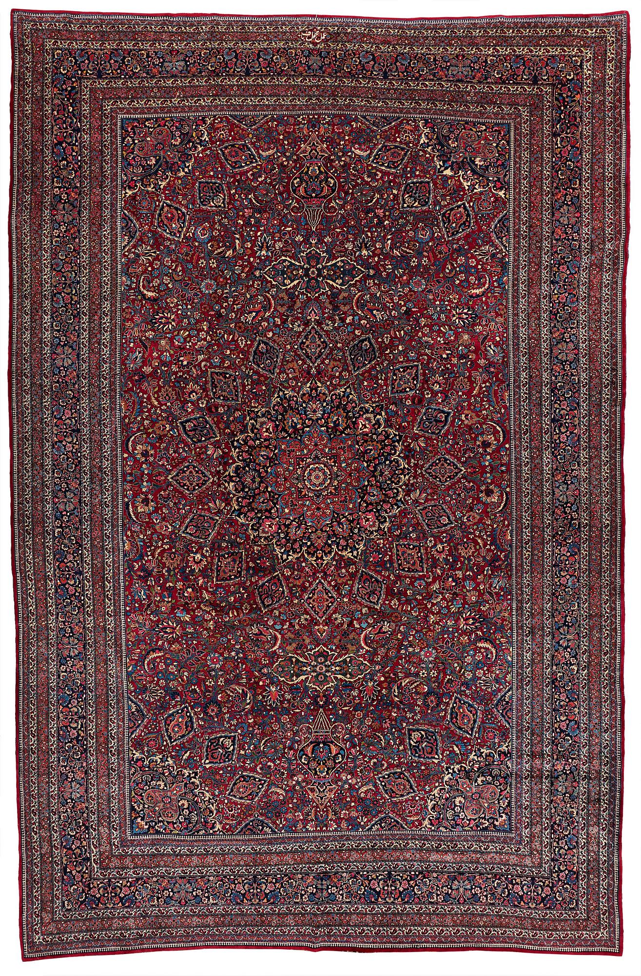 MATTO, a semi-antique Mashad, ca 544,5 x 356 cm, signed "Work by Makhmalbaf".