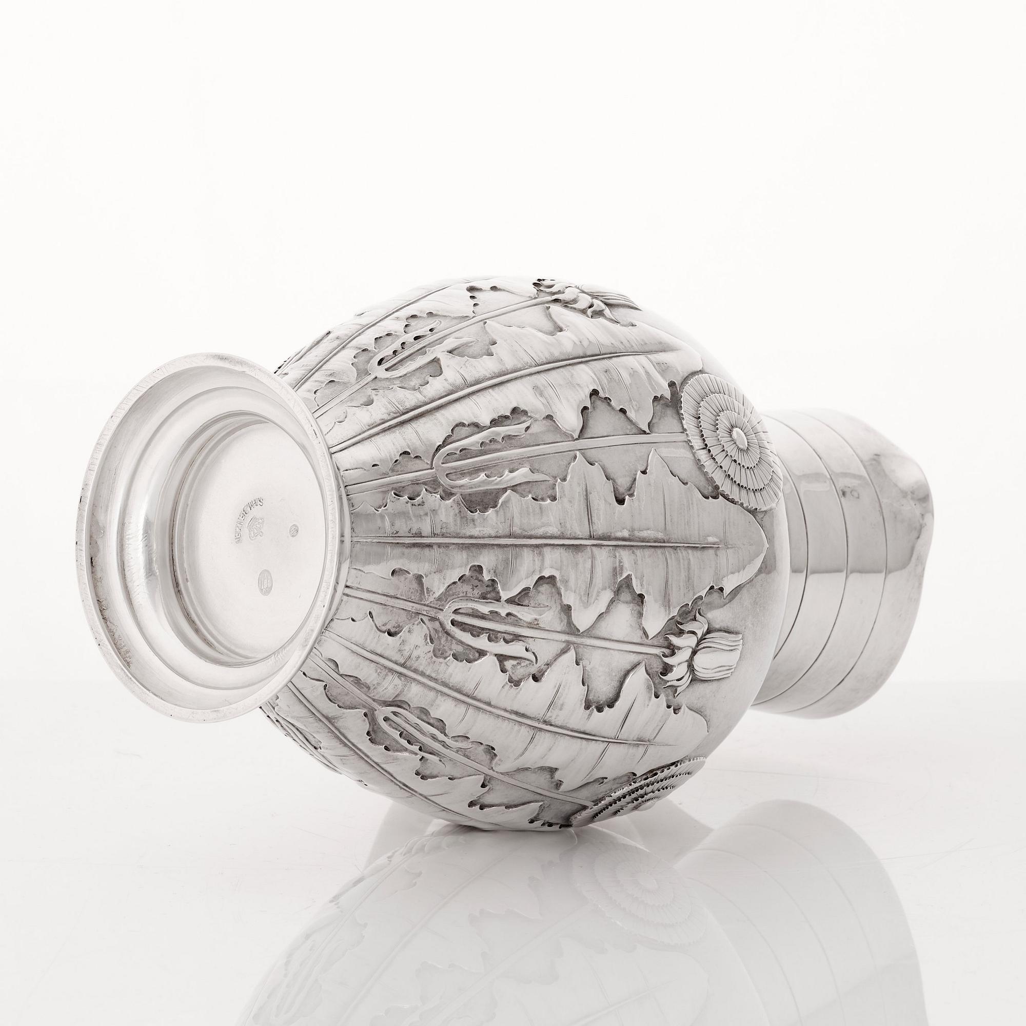 S & M Benzen, an Art Nouveau silver pitcher, Copenhagen 1905.