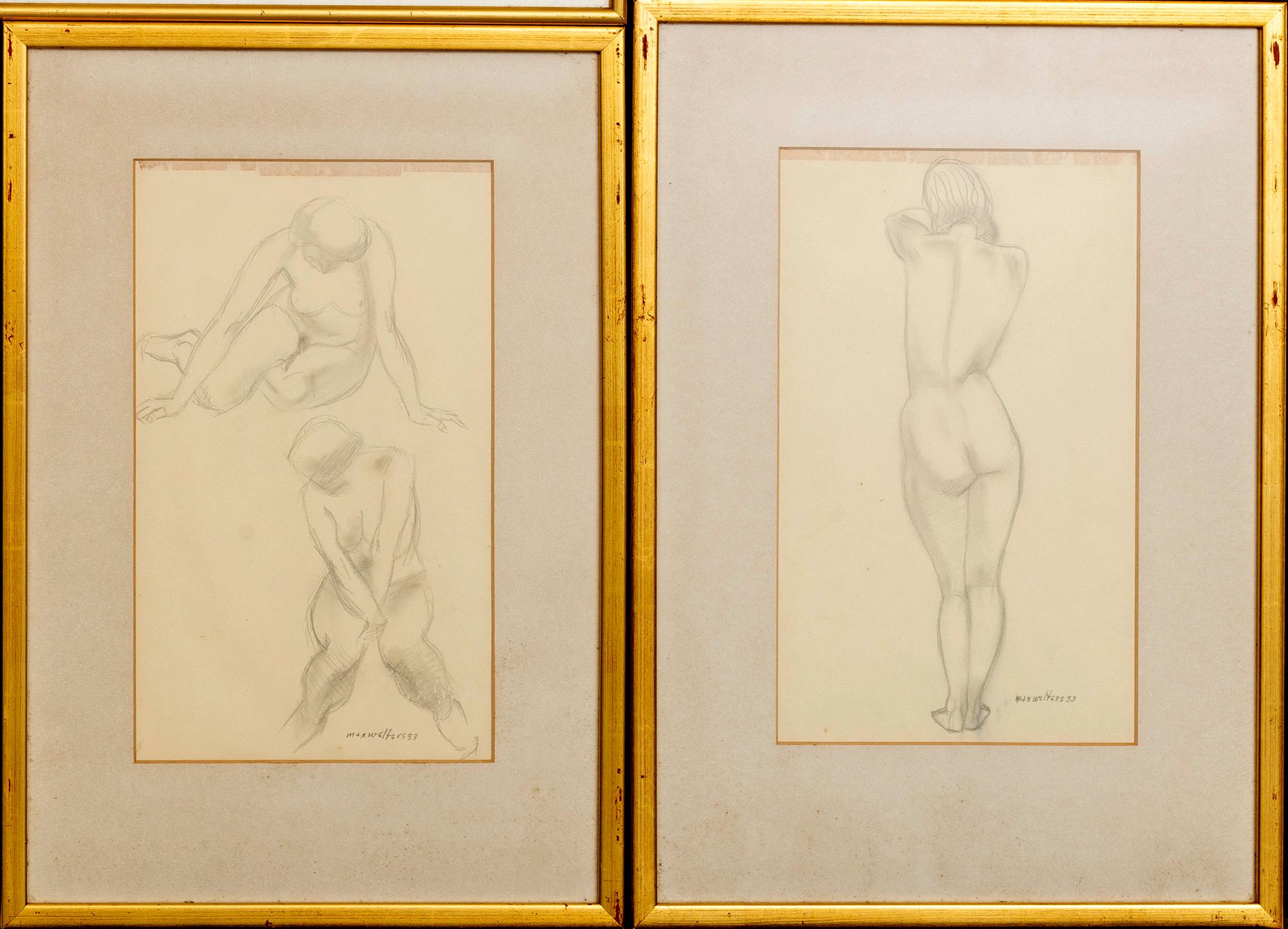 MAX WALTER SVANBERG, 4 blyertsteckningar, signerade och daterade.