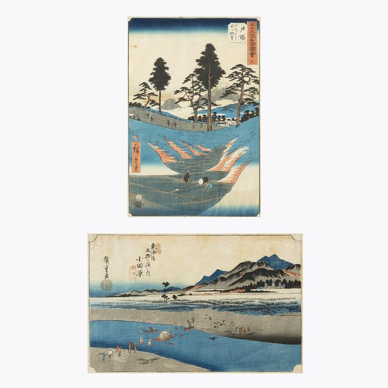 Ando Utagawa Hiroshige, Two woodblock prints, after.
