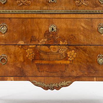 A Gustavian marquetry commode by C- Lindborg (master in Stockholm 1781-1808).