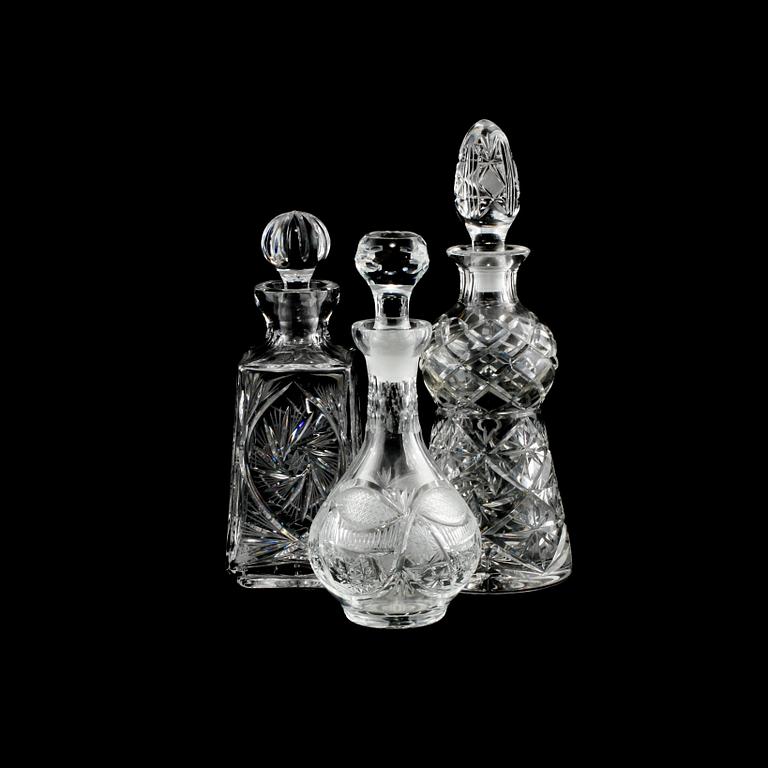 KARAFFER, 3 st, glas, 1900-tal.