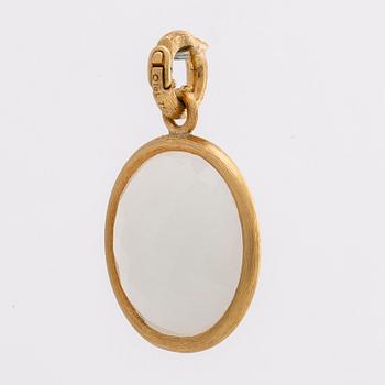 OLE LYNGGAARD, pendant, 18K gold w 1 white chequered cut stone "Nature", original box and dustbag.