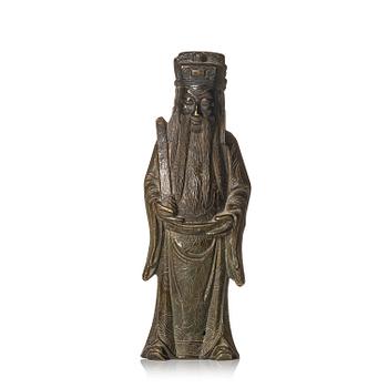 1003. A bronze sculpture of a daoist dignitary, Qing dynasty, 18/19th Century.