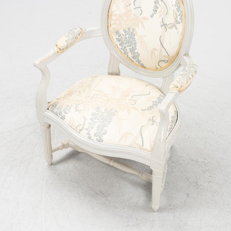 A Gustavian armchair, end of the 18th Century.