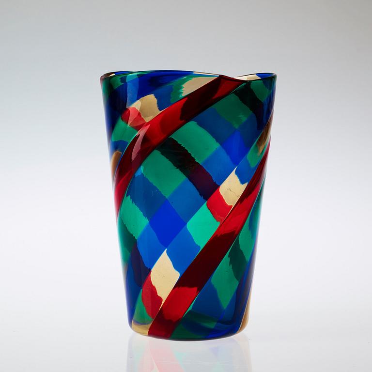 A Fulvio Bianconi 'a colori' glass vase, Venini, Murano, Italy 1950's.
