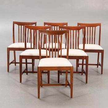 Svante Skogh, a set of six walnut Vindö chairs from Balder vaggeryd 1960s.