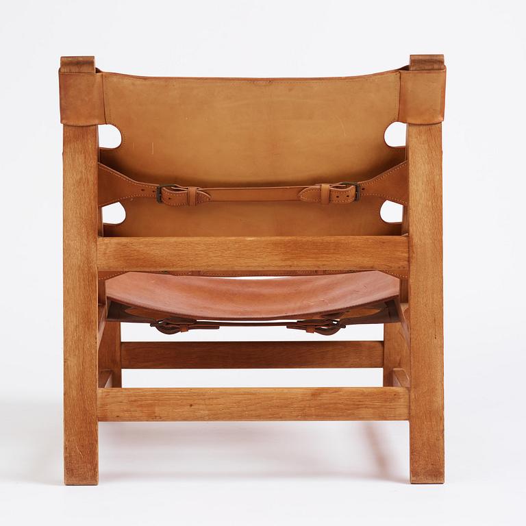 Børge Mogensen, an oak and natural brown leather easy chair model "2224", Fredericia Stolefabrik, Denmark, 1960s.