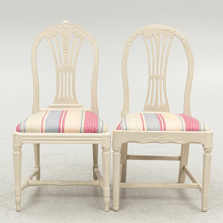 A set of four (2+2) late Gustavian chairs, circa 1800.