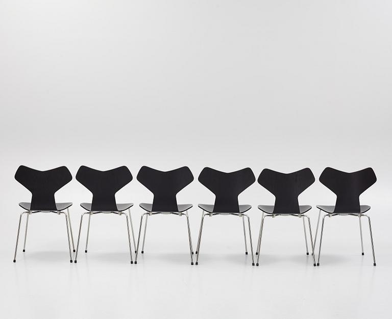 Arne Jacobsen, six "Grand Prix" chairs, Fritz Hansen, Denmark, 2014-2016.