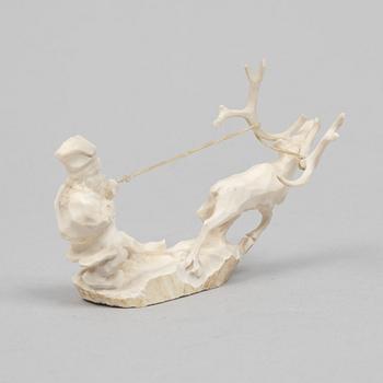 Erik Norberg, antler figurines figurines, signed with monogram and dated -57, -58 and -60.