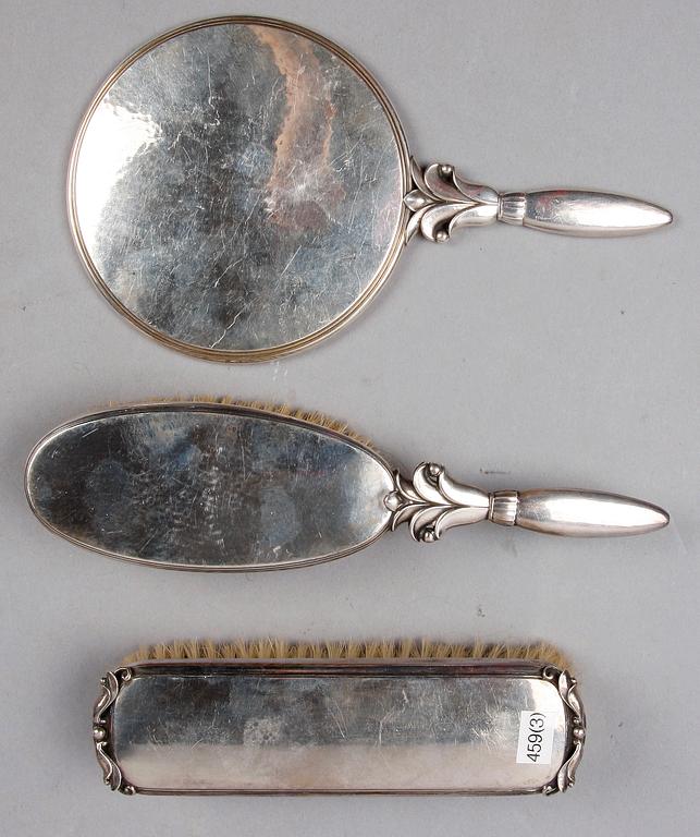 TOILETTEUPPSÄTTNING, 3 delar, sterlingsilver, Georg Jensen, Danmark.