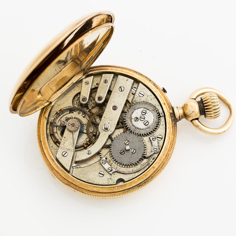 B. Haas Jeune, Paris-Geneve, pocket watch, hunter, 49 mm.