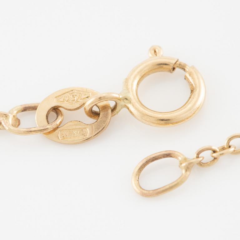 Necklace 18K gold with orange sapphire.