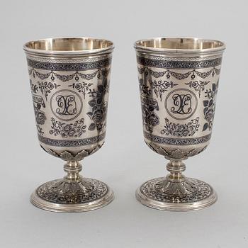 TWO GREEK SILVER GOBLETS,  with Swedish import marks.