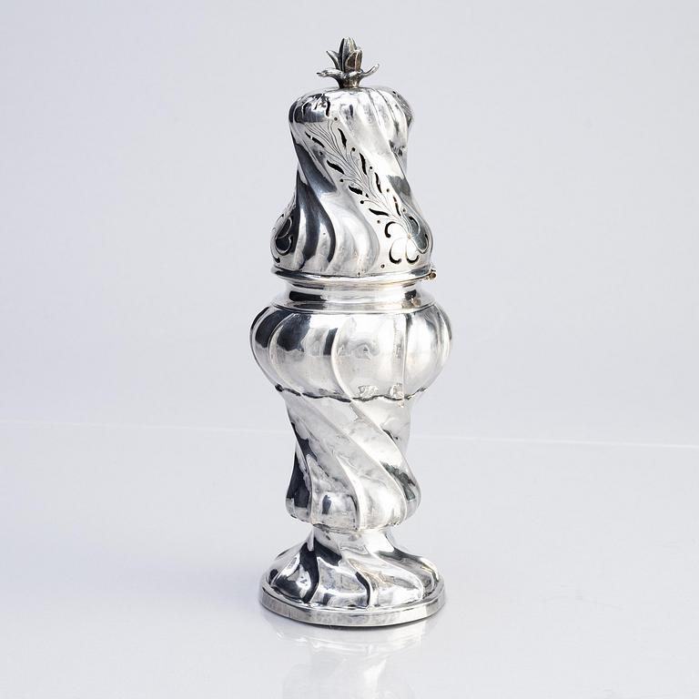 A Swedish 18th century silver sugar shaker, mark of Isak Sauer, Stockholm 1762.