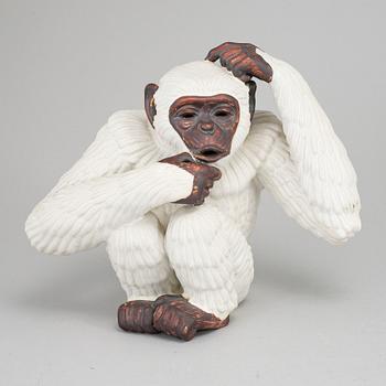 GUNNAR NYLUND, a stoneware figure of a monkey, Rörstrand, Sweden mid 20th century, ed. 228/250.