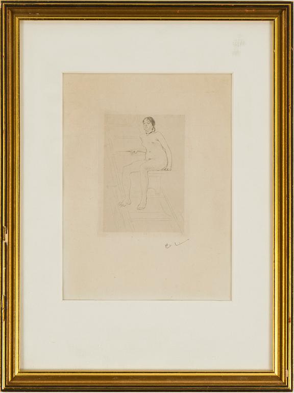 CARL LARSSON, dry-point engraving, 1888-89, sign. C.L. & numb. 13 in the plate & sign. C.L. w. pencil. "Theresa Vitti".