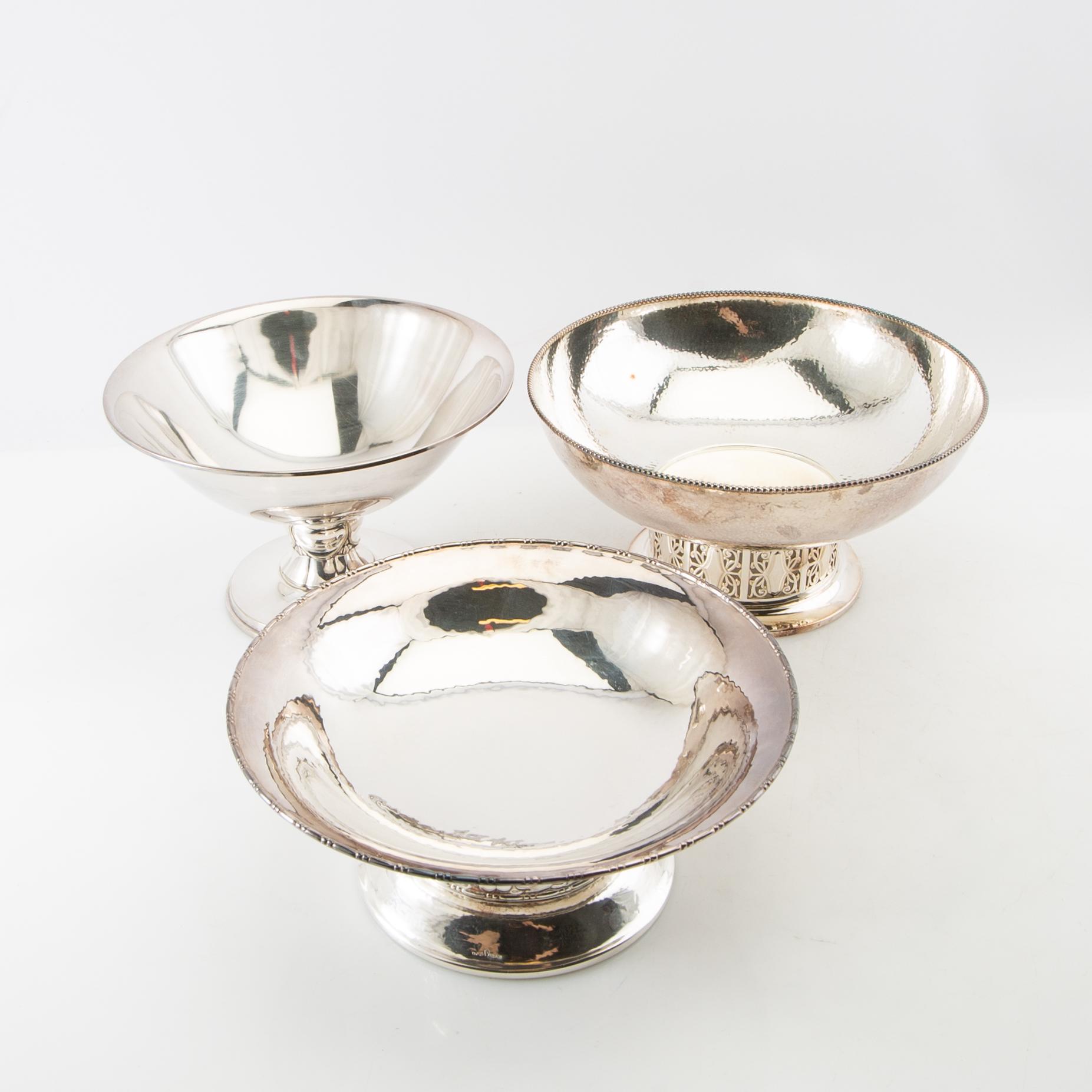 Bowls 3 pcs of silver plate, including GAB, first half of the 20th century.