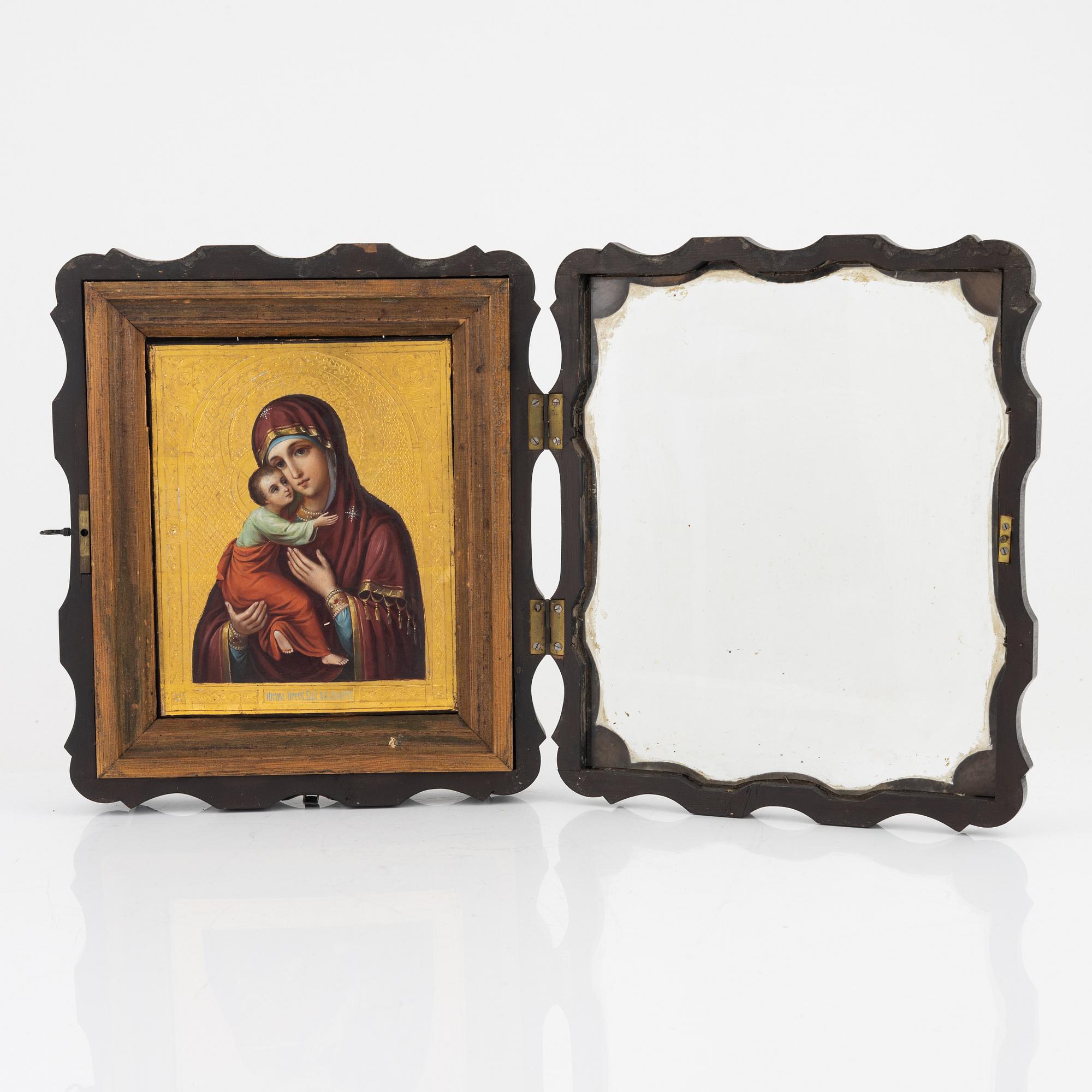 Ikon, Ryssland, 18/1900-tal, Madonnan med barnet.