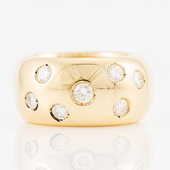 Ring, 18K gold with brilliant-cut diamonds, Italy.