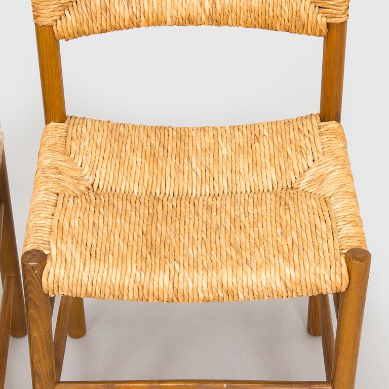 Charlotte Perriand, four mid-20th century "Dordogne" chairs for Sentou, France.