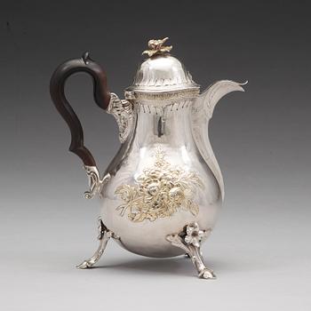 A Swedish 18th century parcel-gilt coffee-pot, mark of Jacob Lampa, Stockholm 1777.