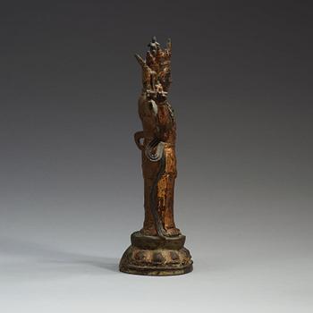 A gilt bronze figure of a standing Maitreya Bodhisattva, Ming dynasty (1368-1644).