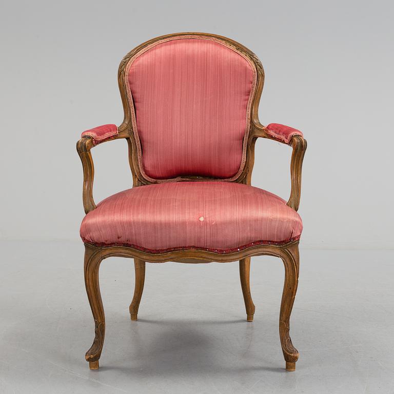 A 19th century rococo style chair.