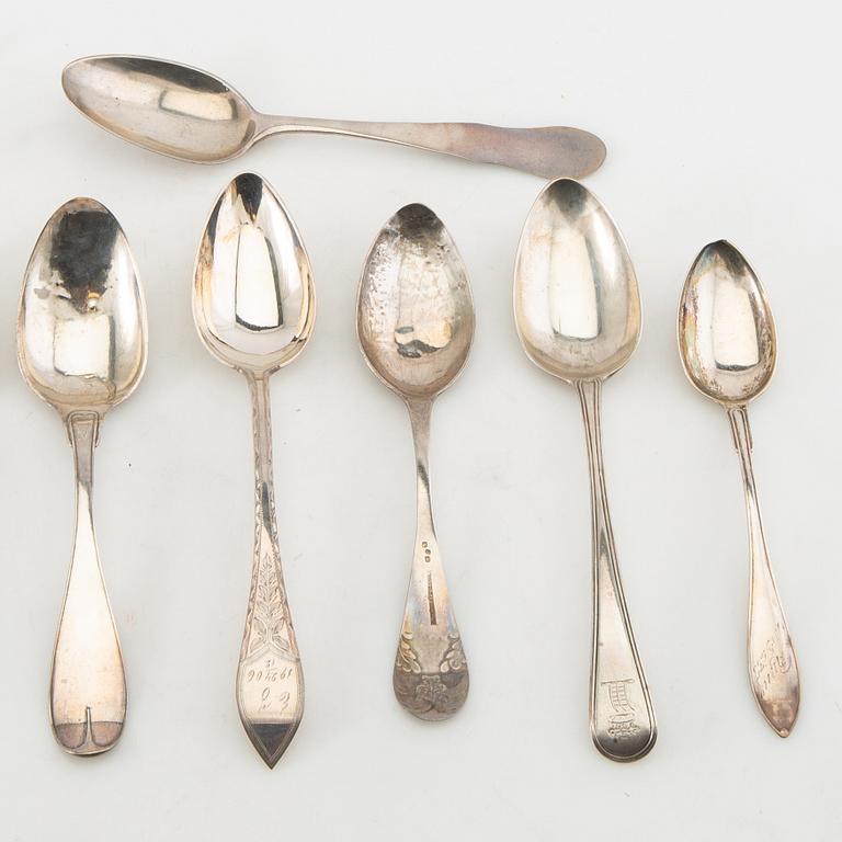 Skedar, 11 st, silver, 1769-1934, Sverige.