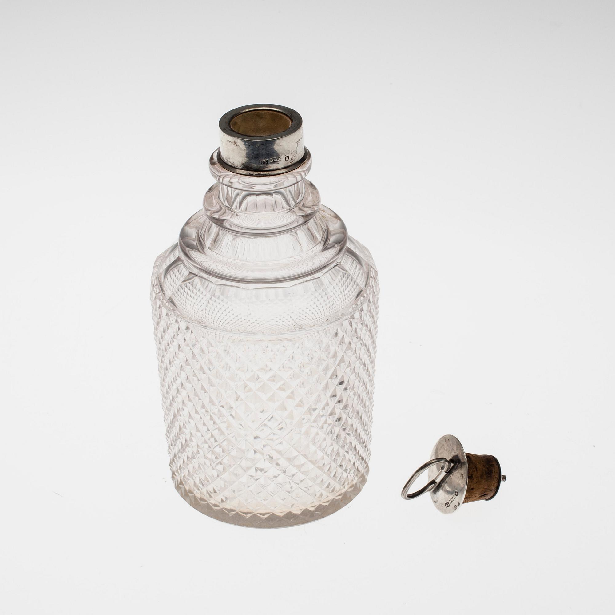 FLASKA, glas, silver, Olof Fredrik Wennerström, S:t Petersburg Ryssland 1800-talets mitt.