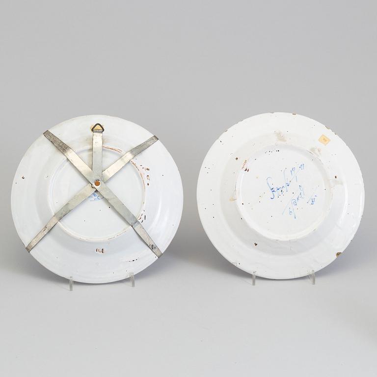 Three Rörstrand faiance dishes, 18th century.