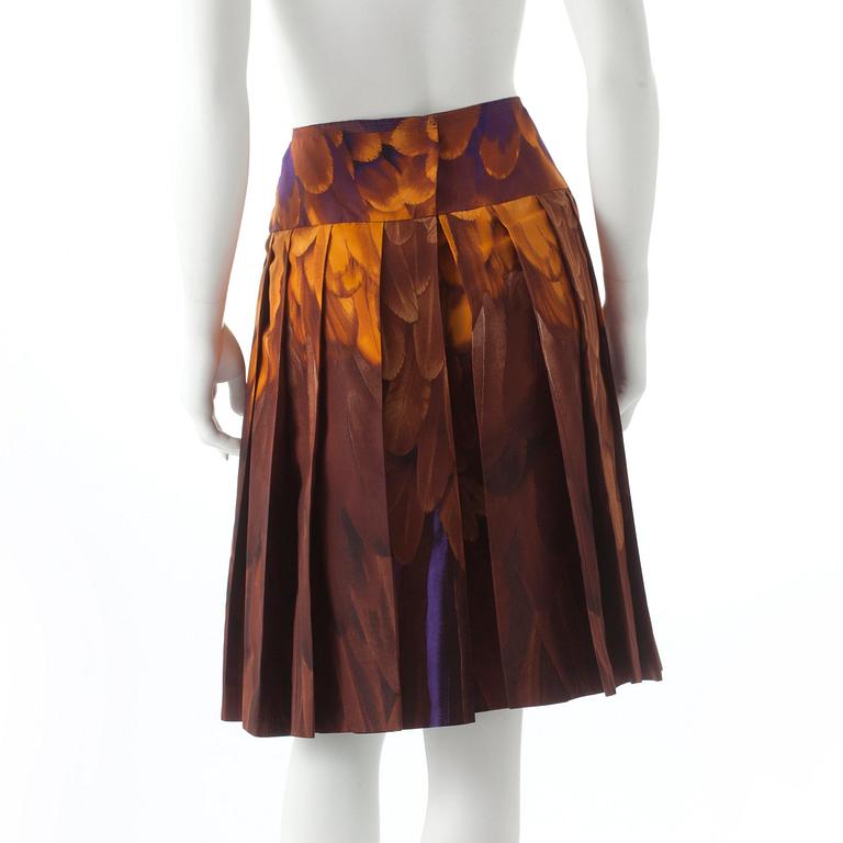 PRADA, a brown, yellow and purple skirt. Size 42.