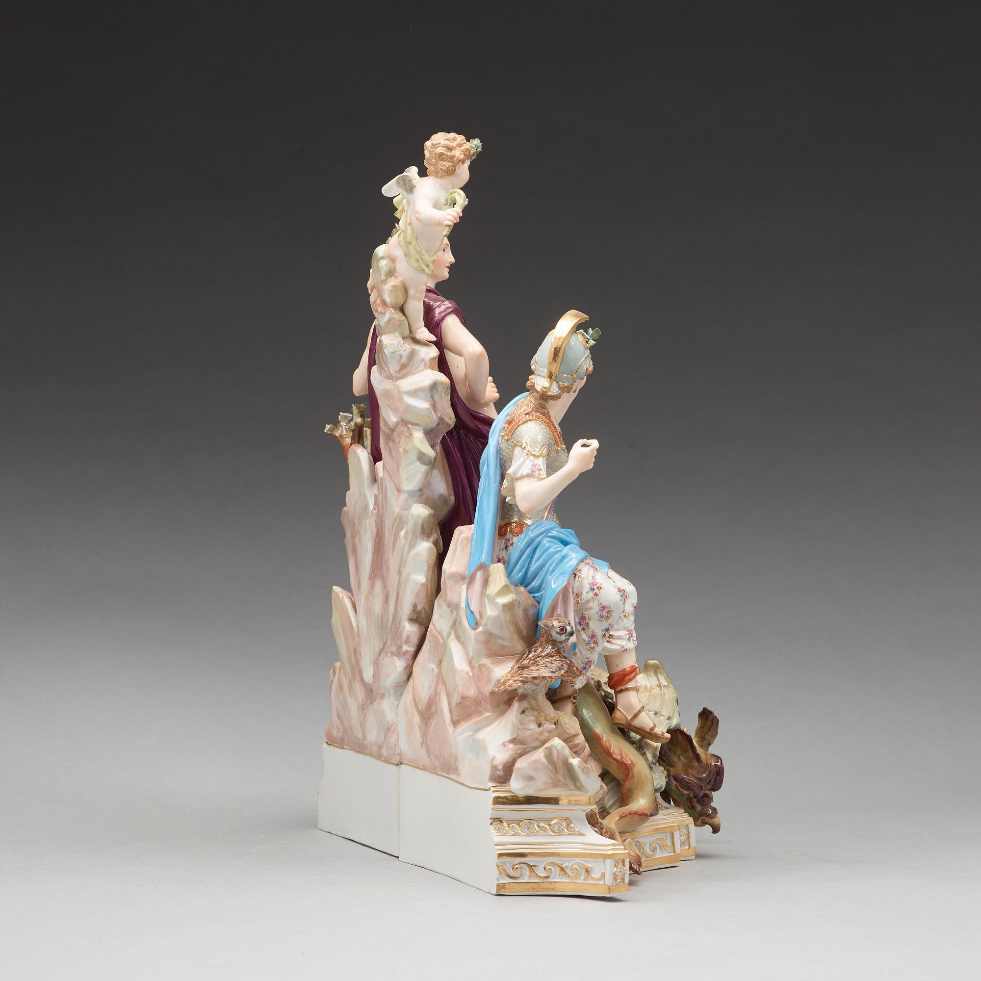 A Meissen Allegorical figure group, ca 1900.